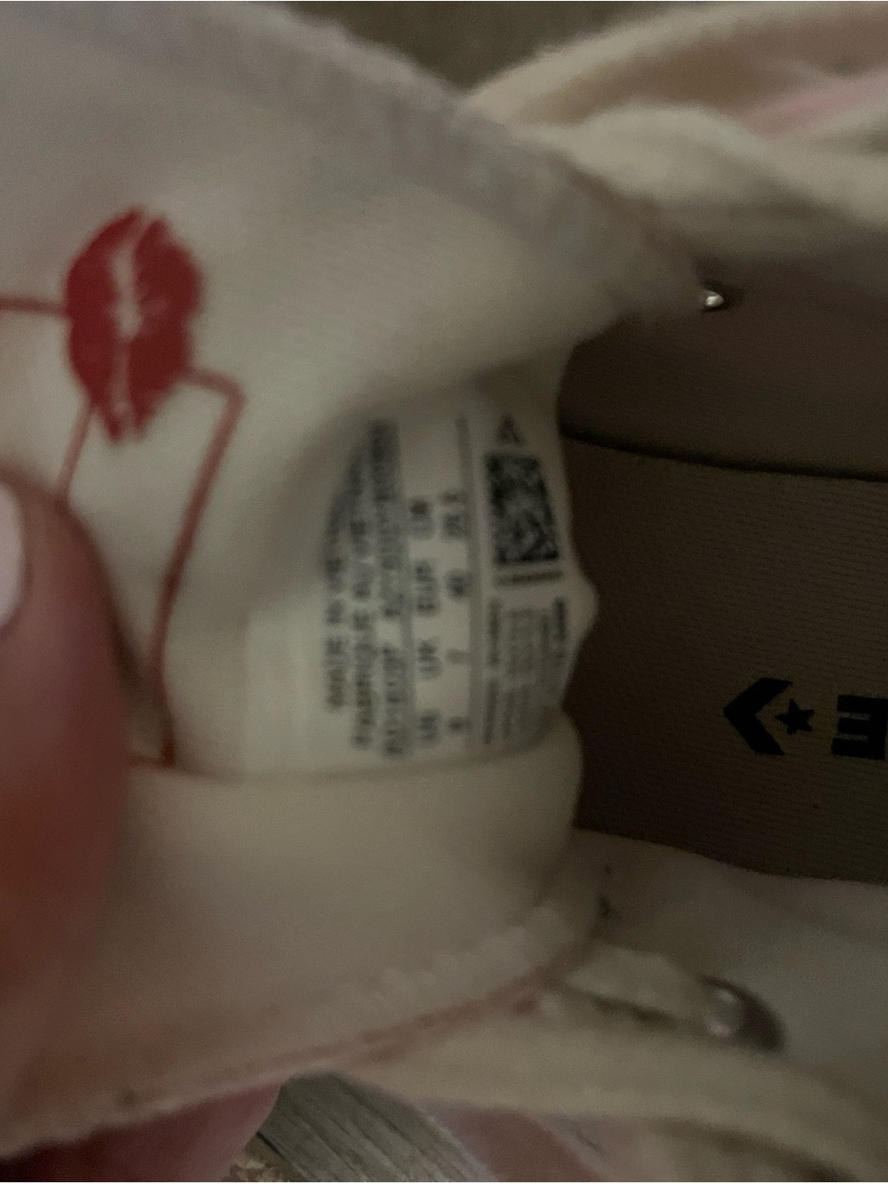 Converse Pink High-Top Sneakers with Red Lip Print - Picture 5 of 5